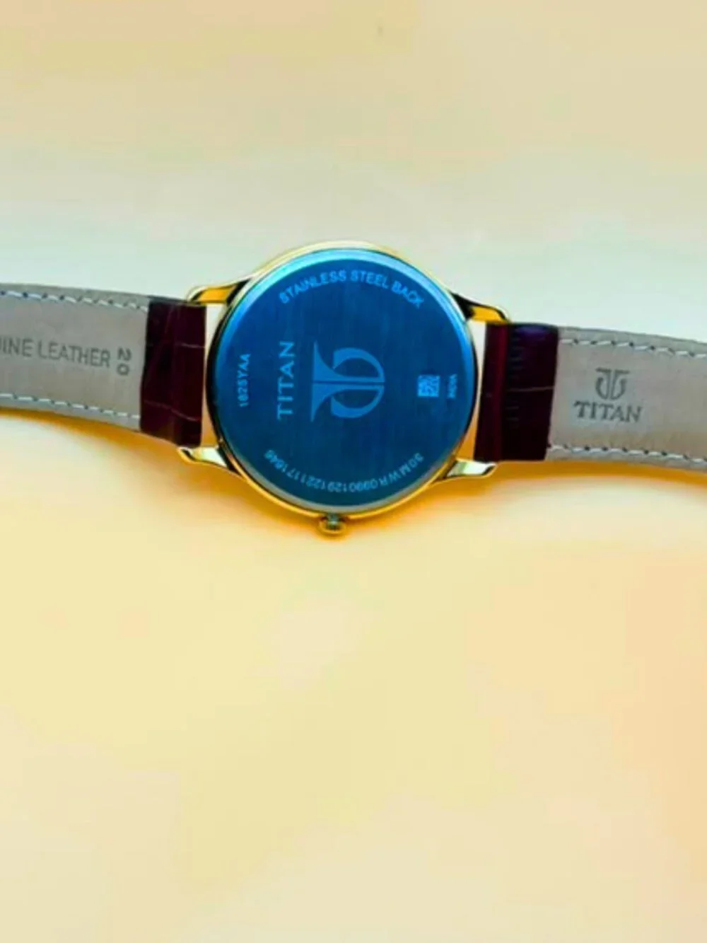 Titan Couple Watch Day Date Champagne Dial Brown Leather Quartz - Unused